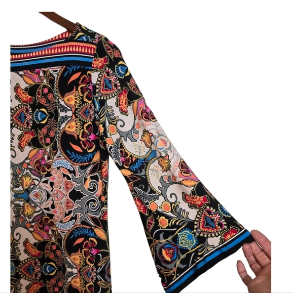ECI New York Women Paisley Sheath Dress Bell Sleeves Multicolor XS - Picture 4 of 11